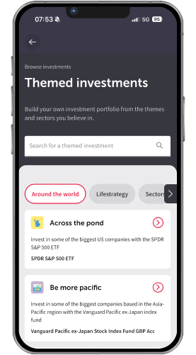 Themed investments new screen