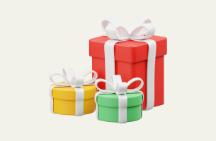 Image shows Christmas presents on cream background