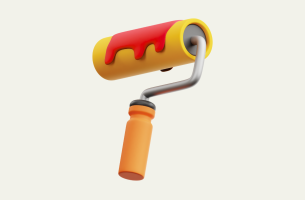 Emoji of a paint roller on cream background